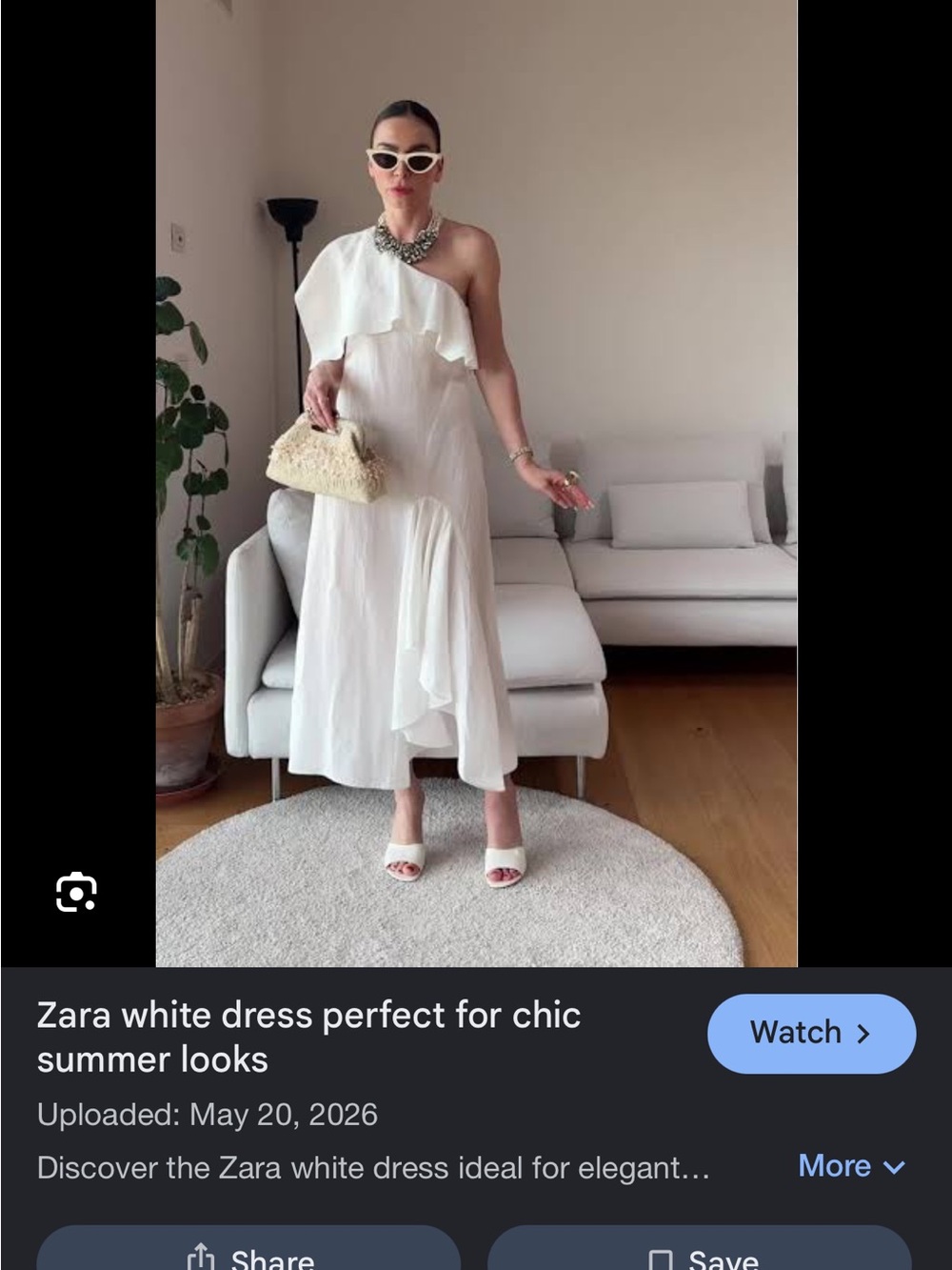 Zara White Asymmetric One-Shoulder Ruffle Midi Dress
